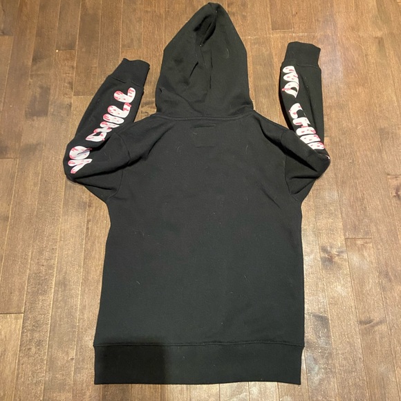 7/8T Boys Black Skull Zip Up Hoodie with mesh see through eyes / hood - Picture 4 of 7